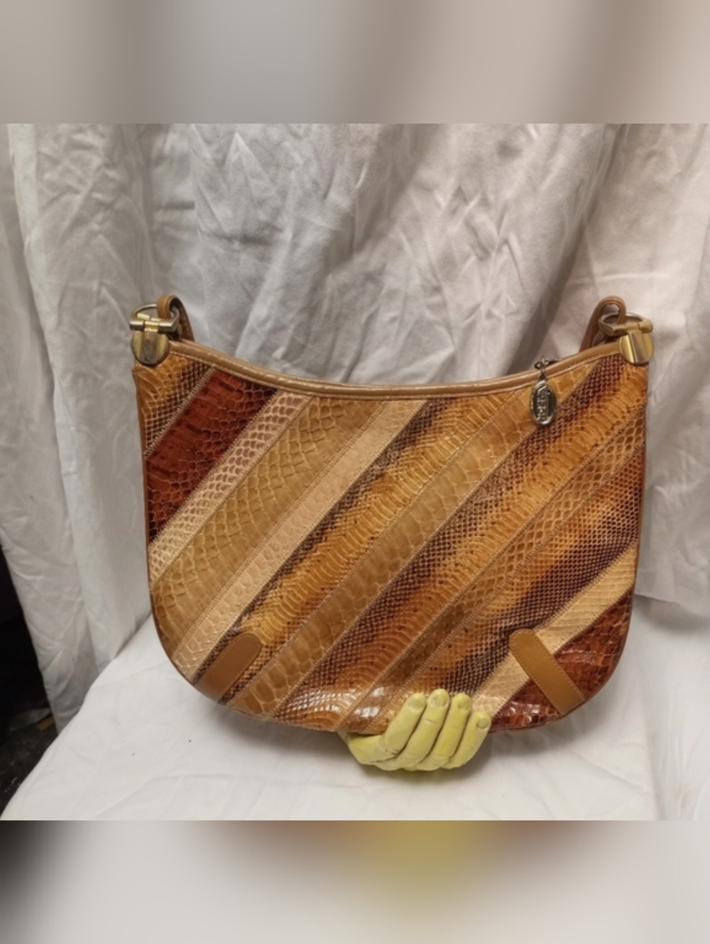 VINTAGE - VARON Multi-colored Snakeskin Hobo Shoulder Bag